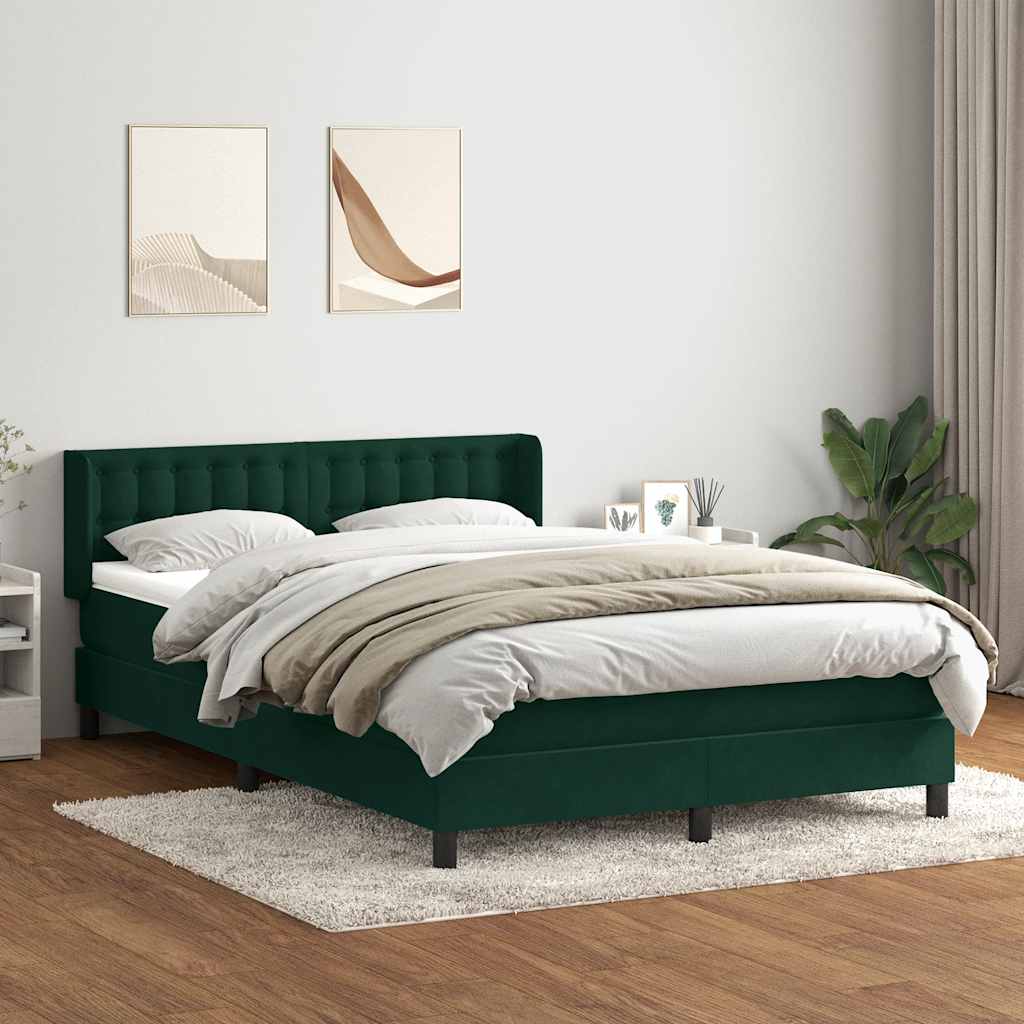 Box Spring krevet s madracem tamno zeleni 160x220 cm baršun