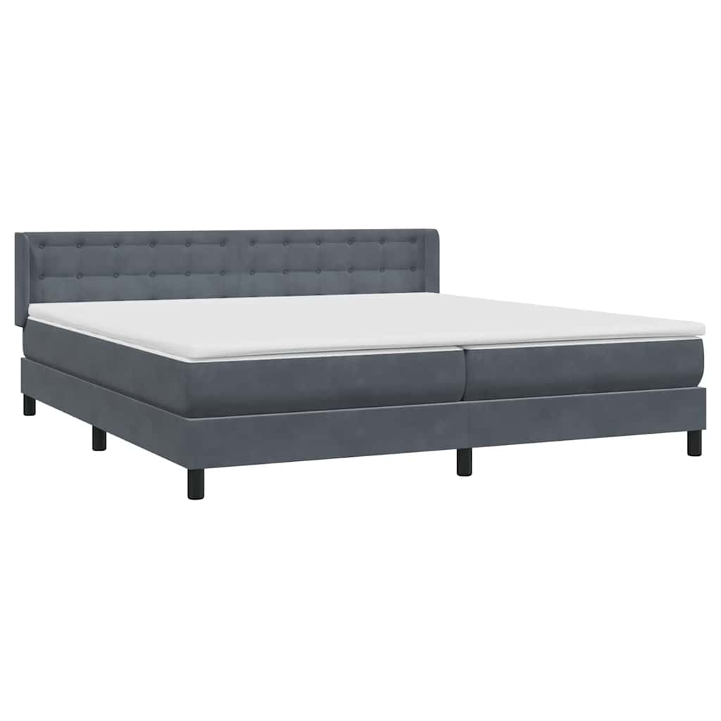 Box spring krevet s madracem tamnosivi 180x220 cm baršunasti