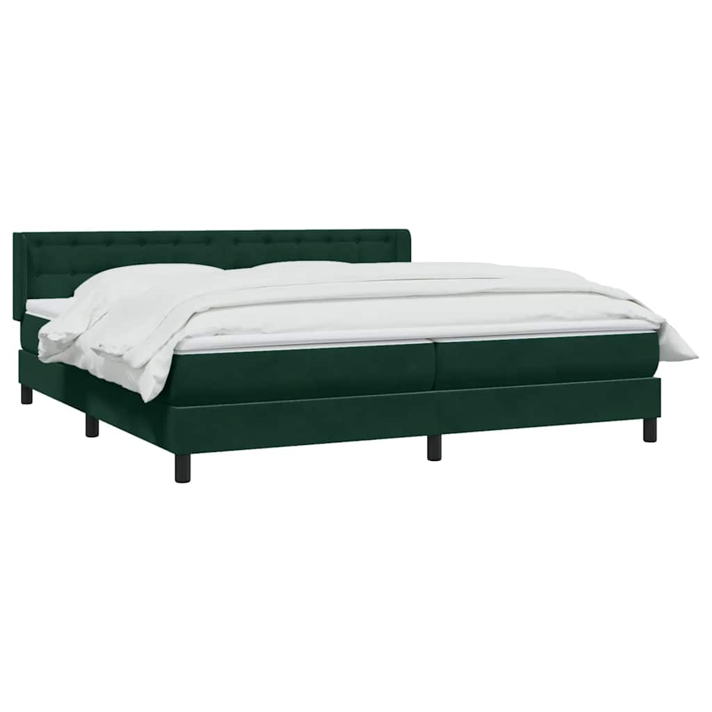 Box Spring krevet s madracem tamno zeleni 180x220 cm baršun
