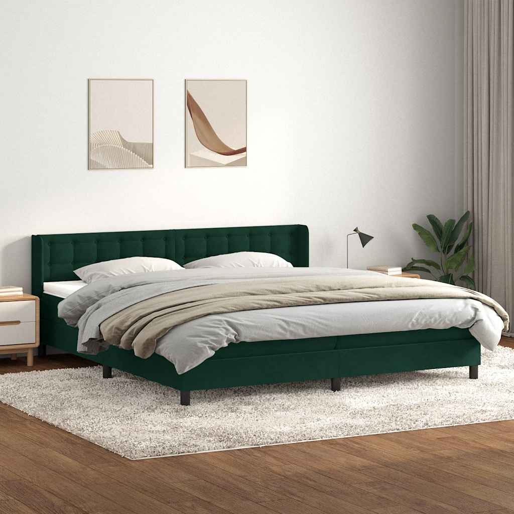 Box Spring krevet s madracem tamno zeleni 180x220 cm baršun