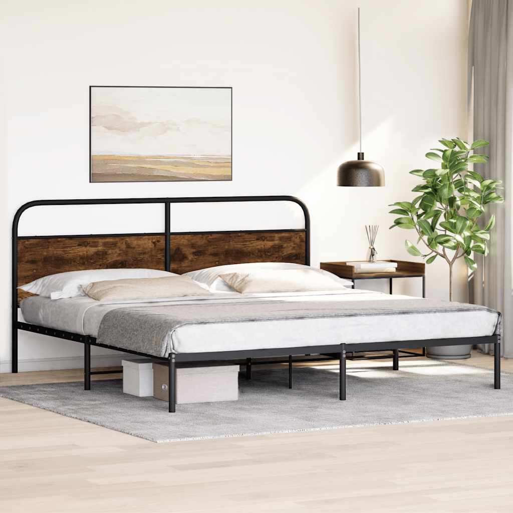 Metalni okvir kreveta bez madraca boja hrasta 193x203 cm