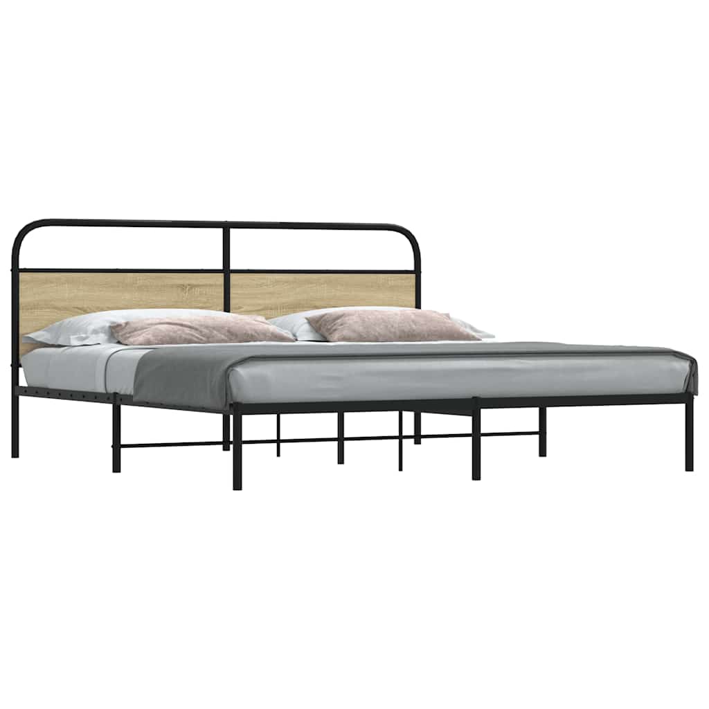 Metalni okvir kreveta bez madraca boja hrasta sonome 183x213 cm
