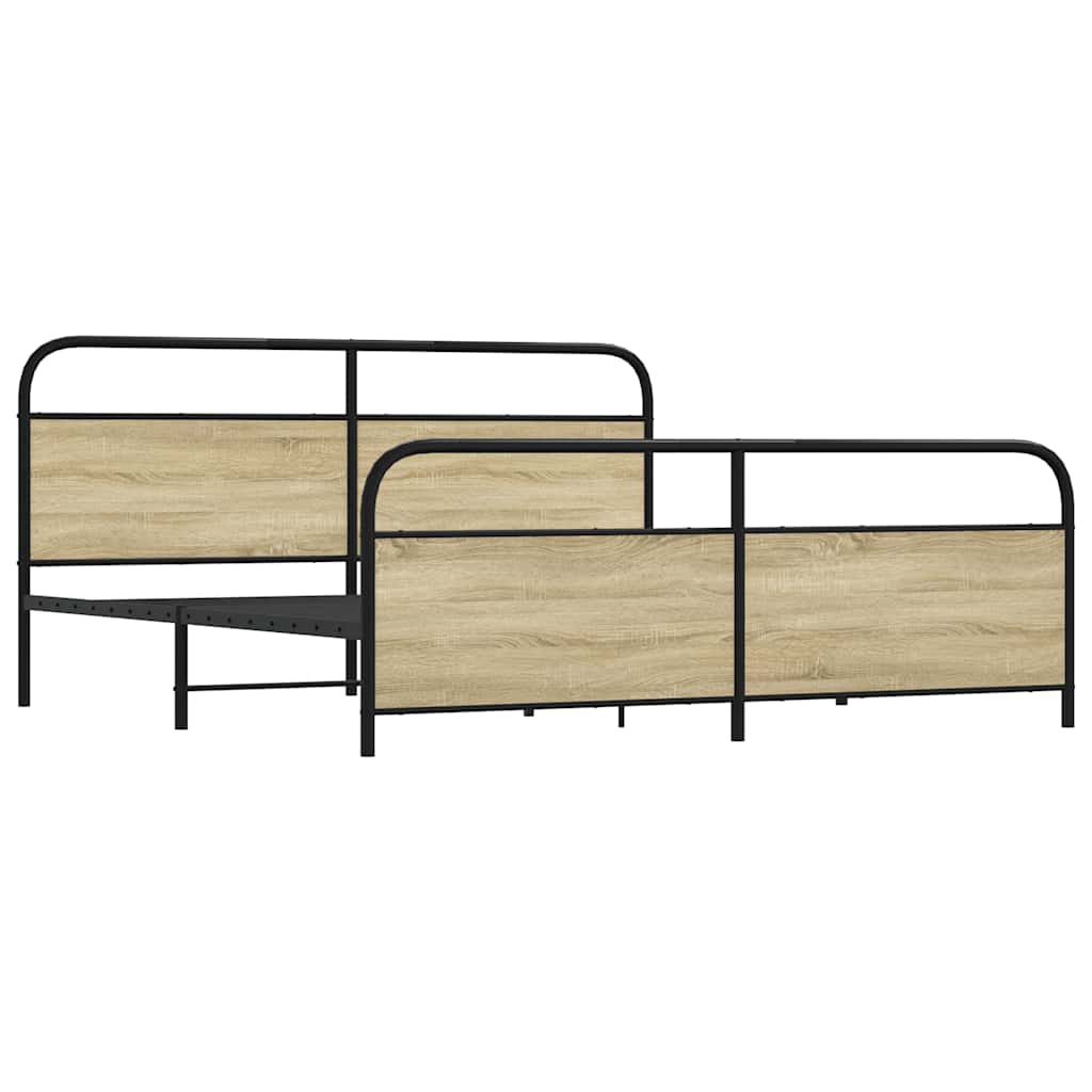Metalni okvir kreveta bez madraca boja hrasta sonome 183x213 cm