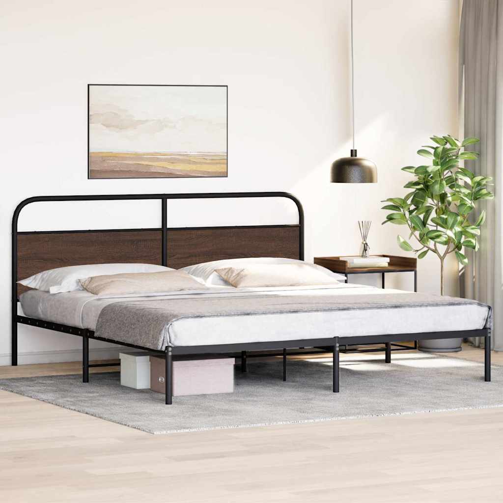 Metalni okvir kreveta bez madraca smeđa boja hrasta 180x200 cm
