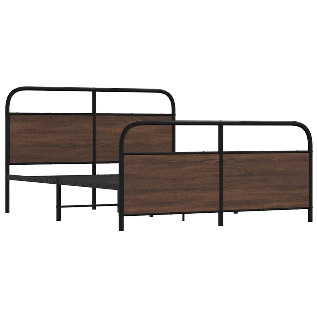 Metalni okvir kreveta bez madraca smeđa boja hrasta 150x200 cm