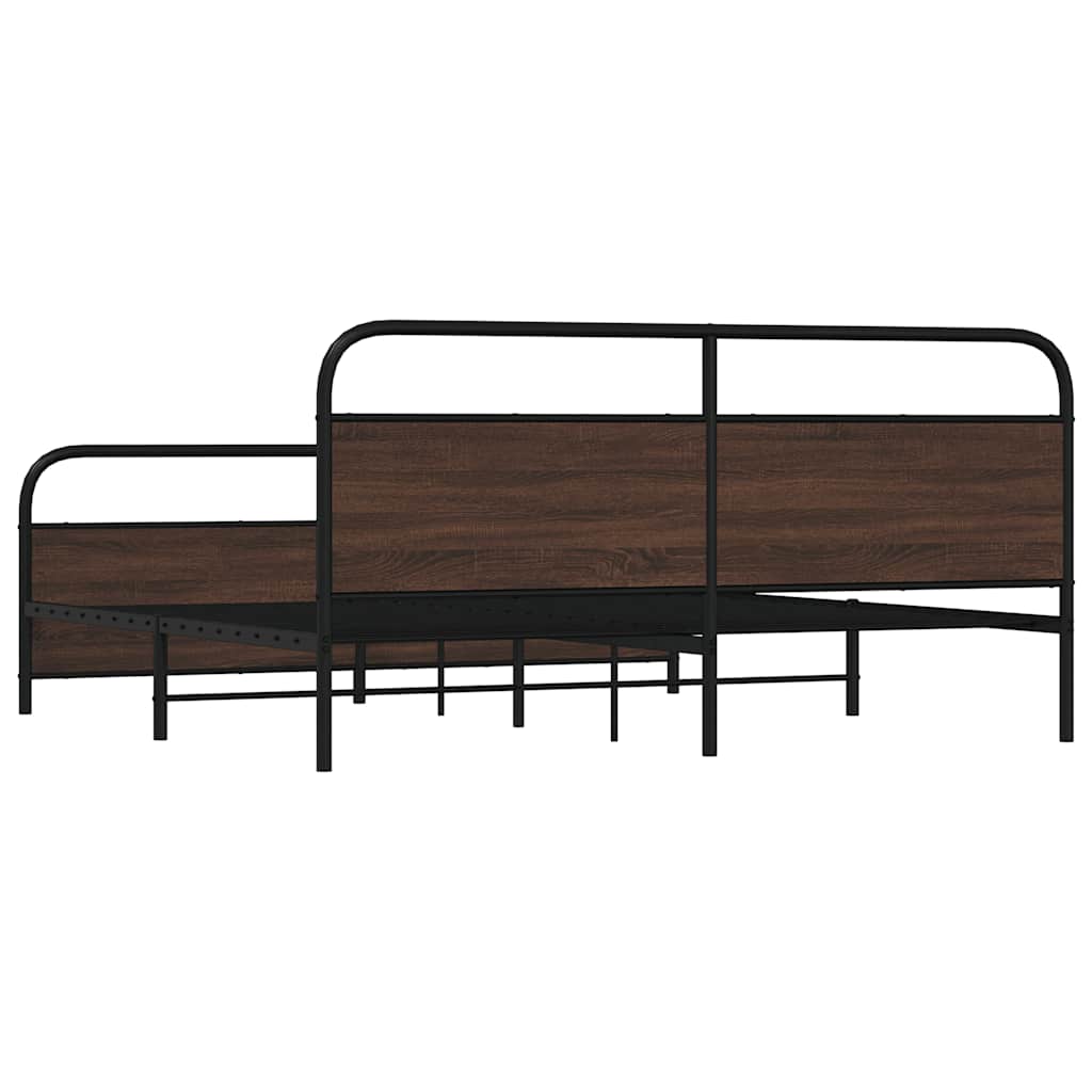 Metalni okvir kreveta bez madraca smeđa boja hrasta 180x200 cm