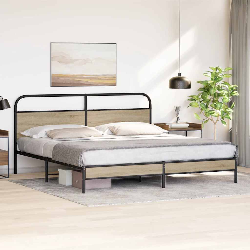 Metalni okvir kreveta bez madraca boja hrasta 180x200 cm