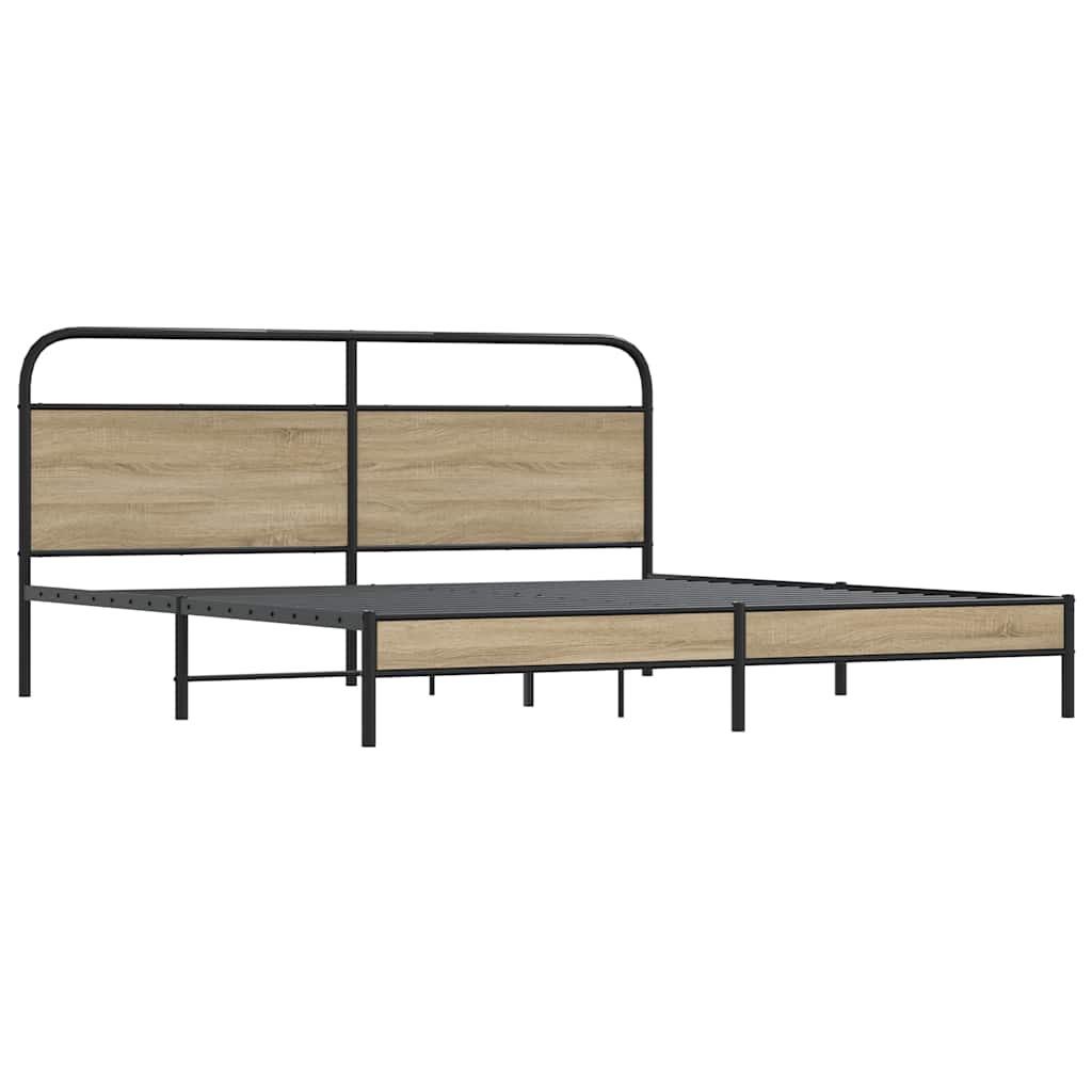 Metalni okvir kreveta bez madraca boja hrasta 183x213 cm
