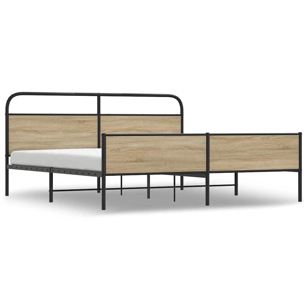 Metalni okvir kreveta bez madraca boja hrasta 183x213 cm