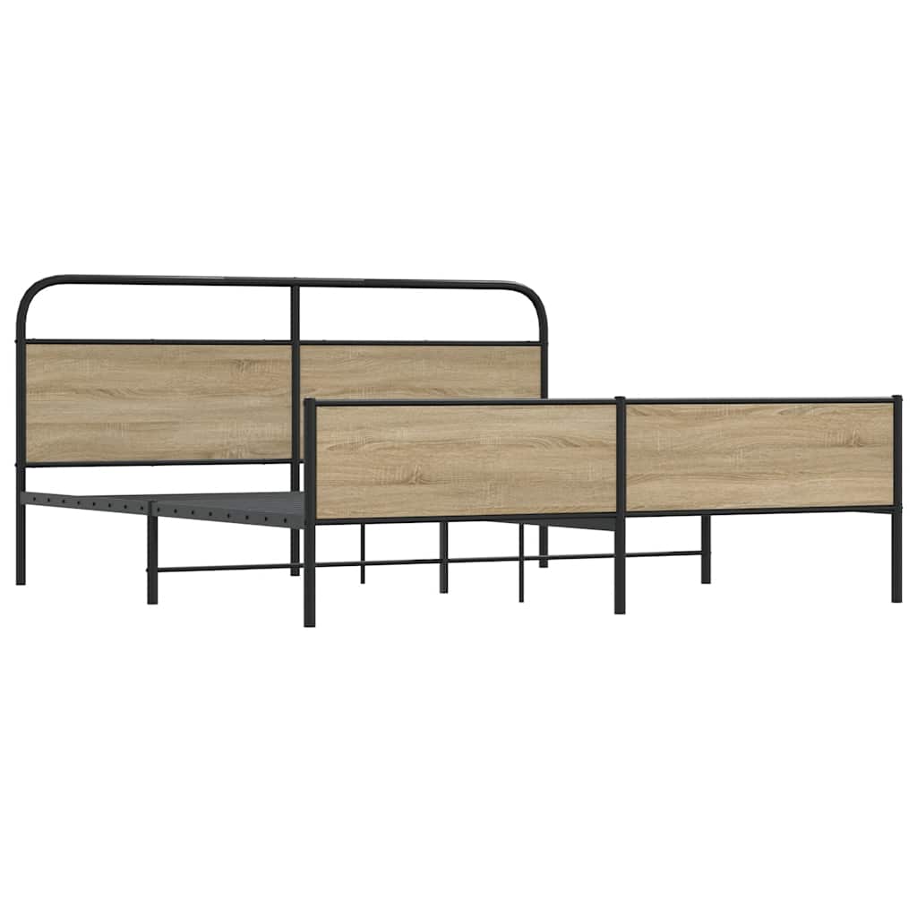 Metalni okvir kreveta bez madraca boja hrasta 183x213 cm
