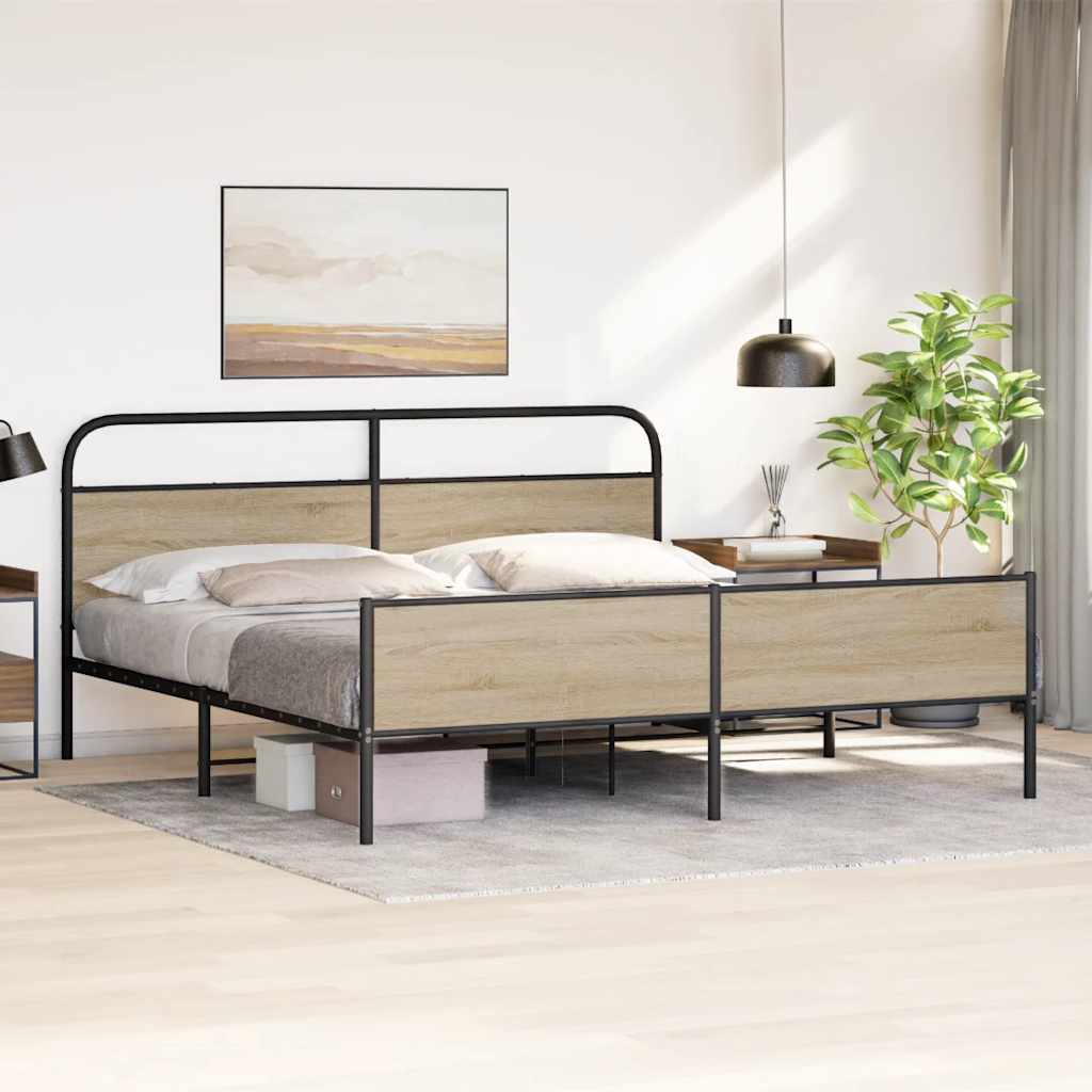 Metalni okvir kreveta bez madraca boja hrasta 183x213 cm