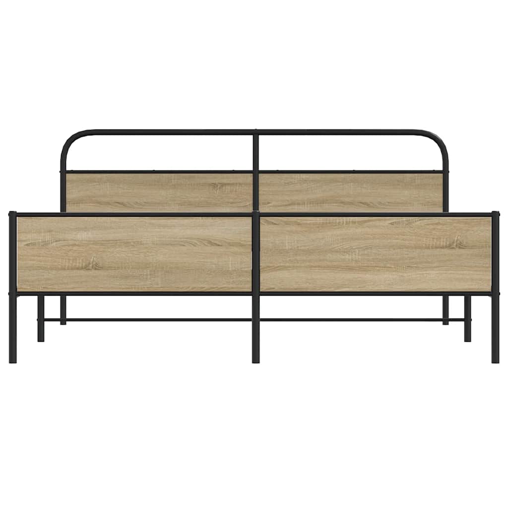 Metalni okvir kreveta bez madraca boja hrasta 183x213 cm