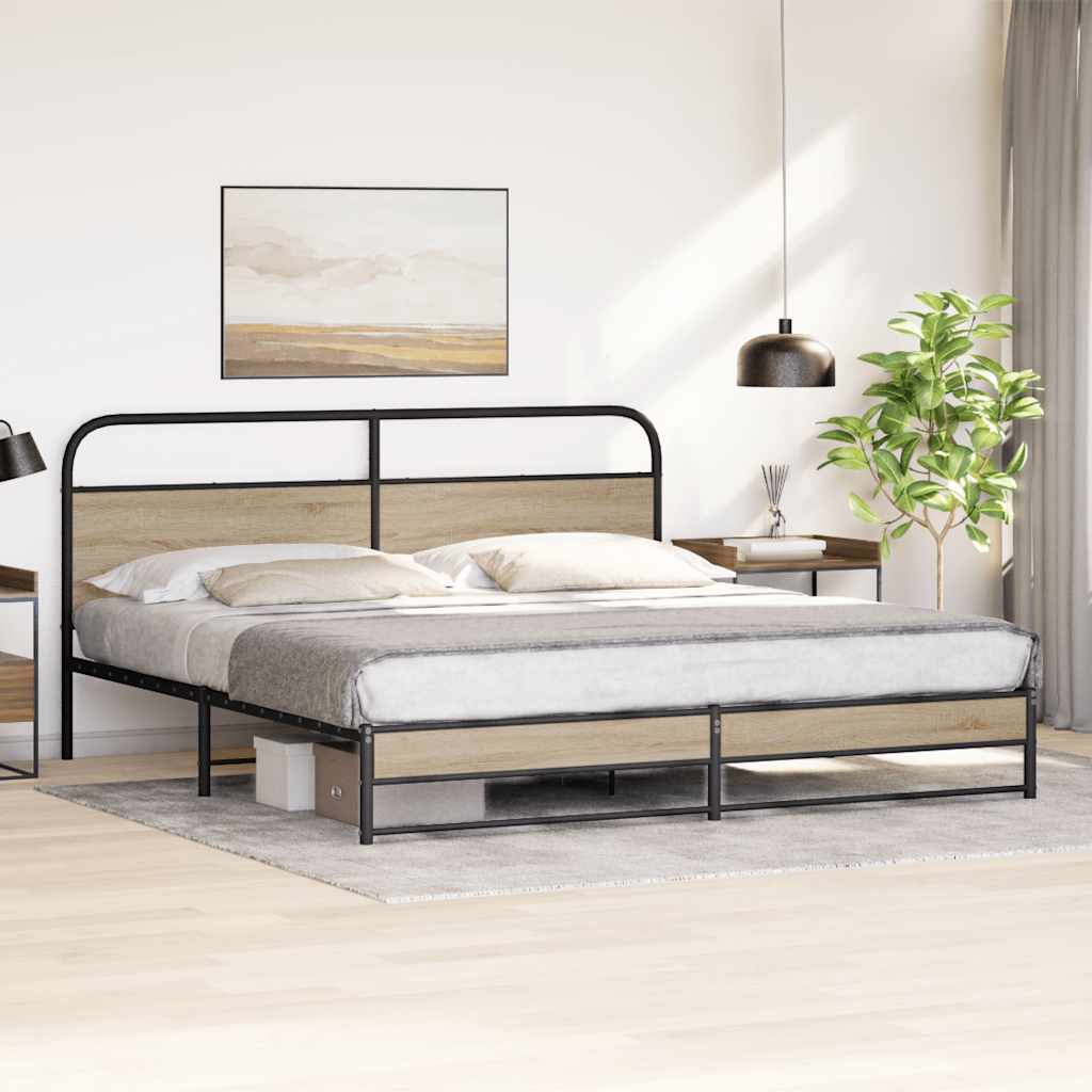 Metalni okvir kreveta bez madraca boja hrasta 180x200 cm