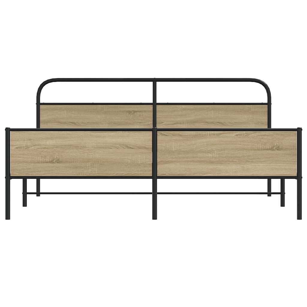 Metalni okvir kreveta bez madraca boja hrasta 193x203 cm