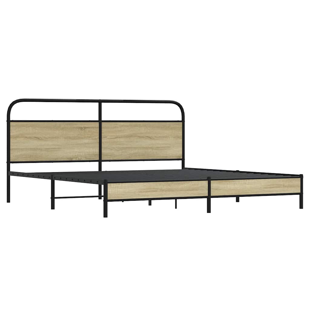 Metalni okvir kreveta bez madraca boja hrasta sonome 183x213 cm