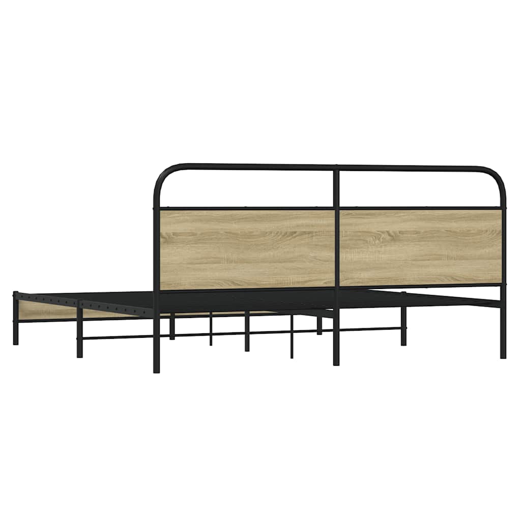 Metalni okvir kreveta bez madraca boja hrasta sonome 183x213 cm
