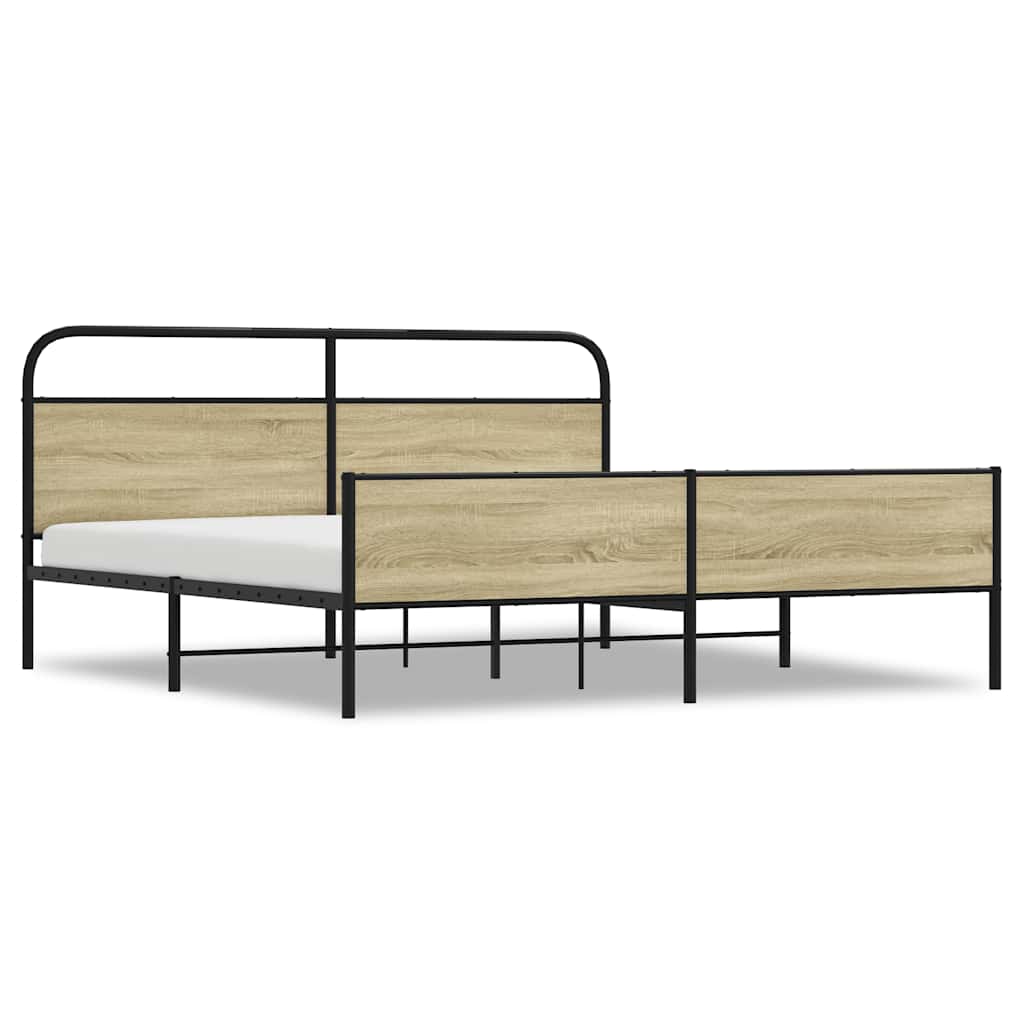 Metalni okvir kreveta bez madraca boja hrasta sonome 183x213 cm