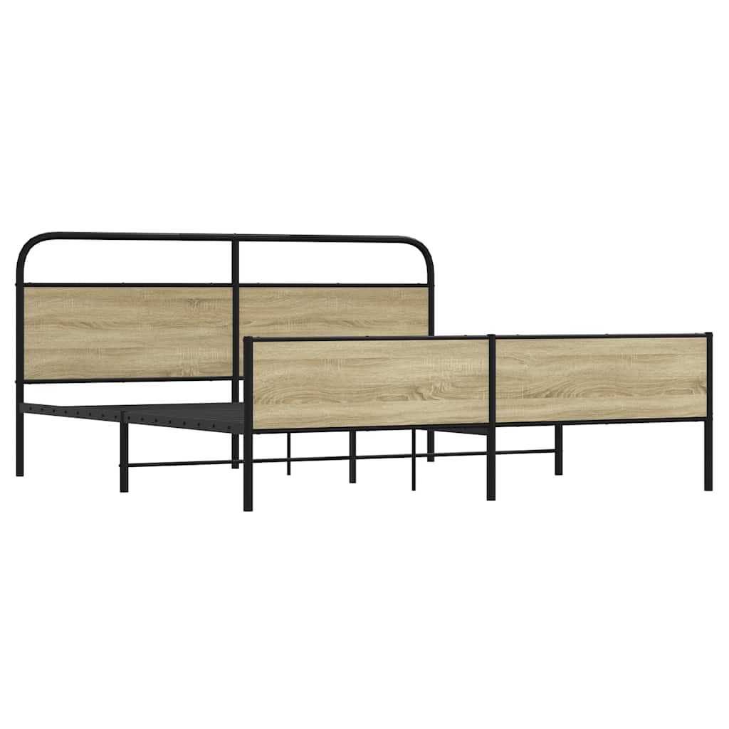 Metalni okvir kreveta bez madraca boja hrasta sonome 183x213 cm