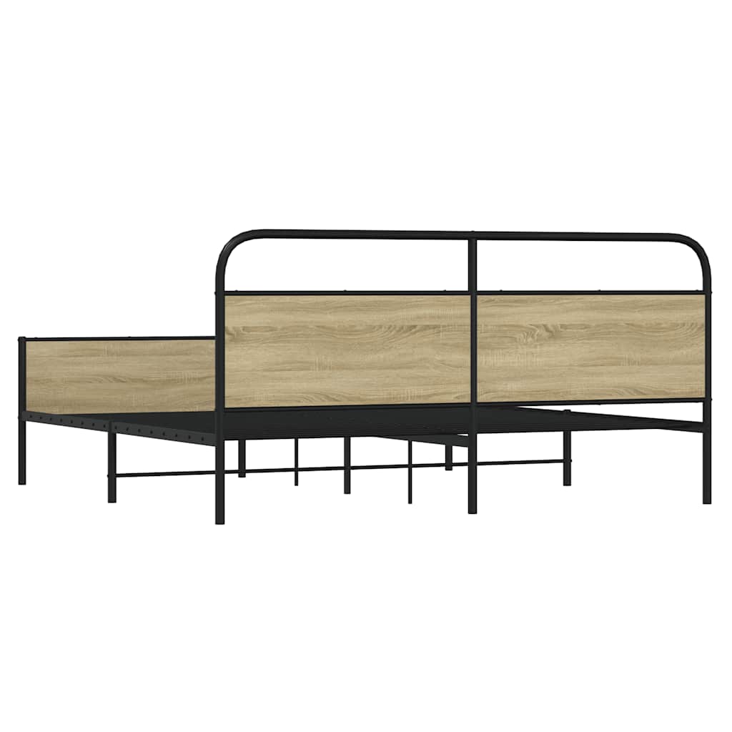 Metalni okvir kreveta bez madraca boja hrasta sonome 183x213 cm