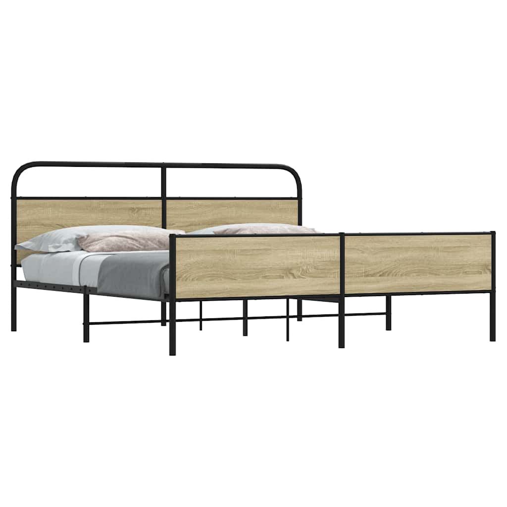 Metalni okvir kreveta bez madraca boja hrasta sonome 183x213 cm
