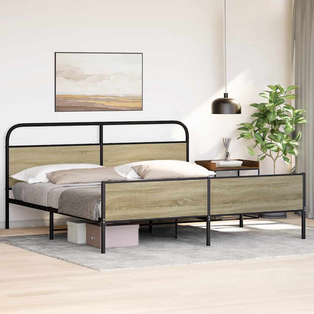Metalni okvir kreveta bez madraca boja hrasta sonome 200x200 cm