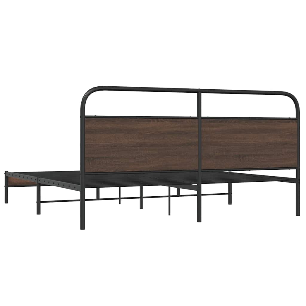 Metalni okvir kreveta bez madraca smeđa boja hrasta 183x213 cm