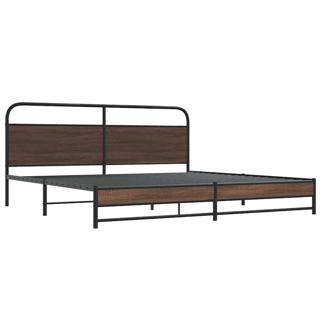 Metalni okvir kreveta bez madraca smeđa boja hrasta 183x213 cm