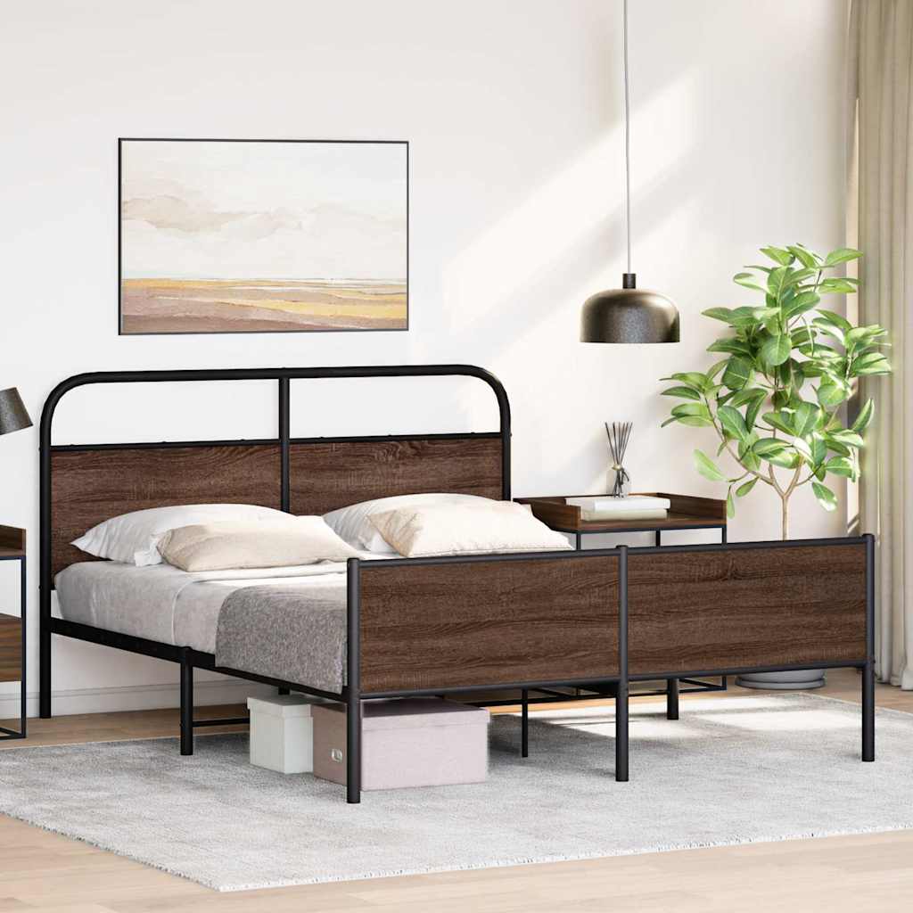 Metalni okvir kreveta bez madraca smeđa boja hrasta 150x200 cm