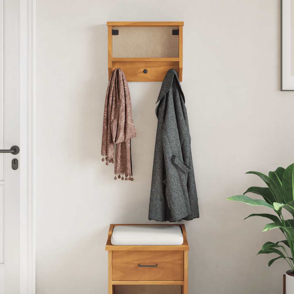 Zidna vješalica za kapute SANDNES 45x12x35 cm Masivno drvo bor