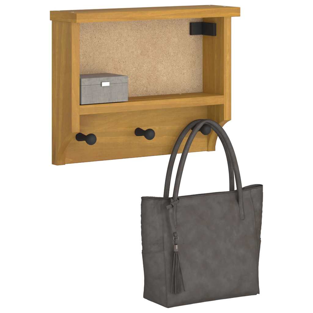 Zidna vješalica za kapute SANDNES 45x12x35 cm puno drvo bor