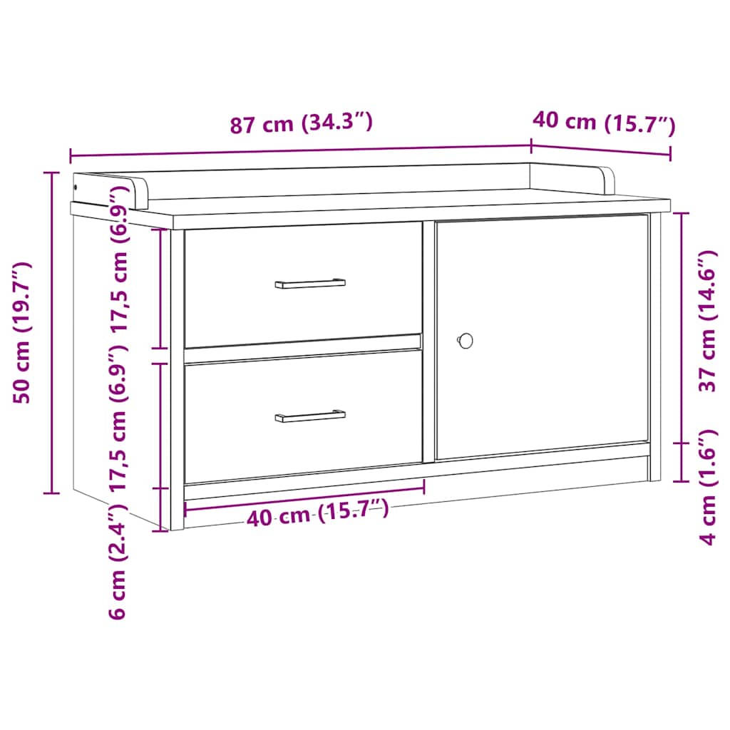 Klupa za predsoblje SANDNES 87x40x50 cm od masivne borovine