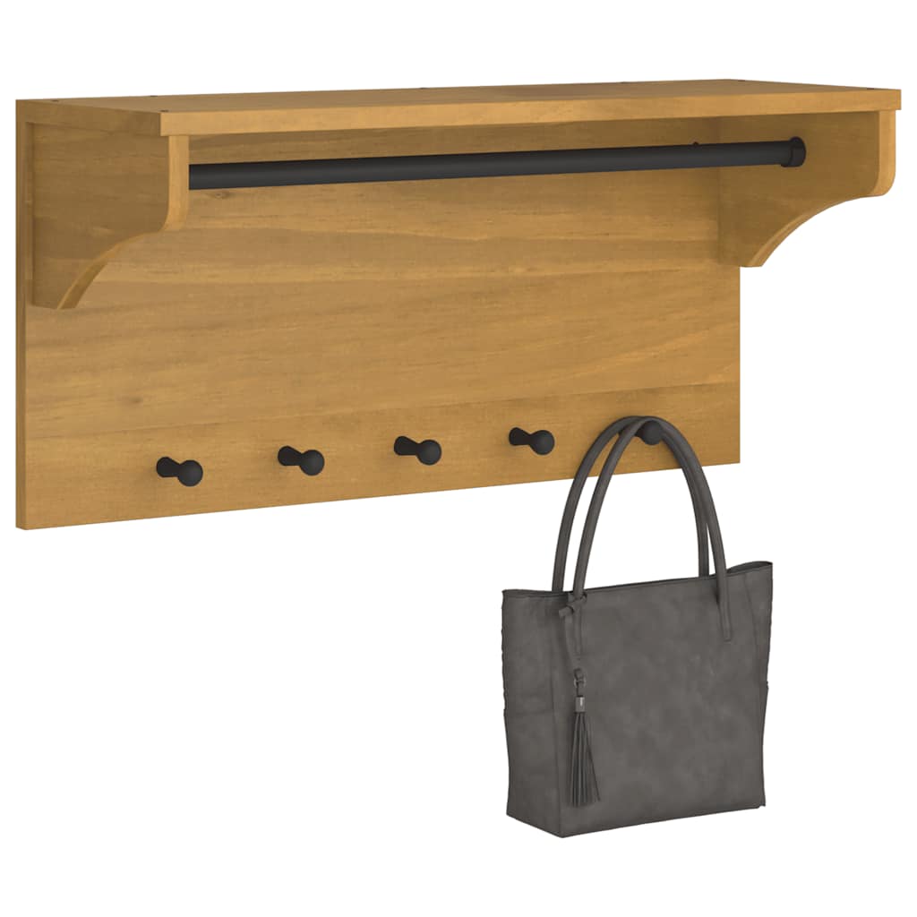 Zidna vješalica za kapute SANDNES 87x30x42 cm puno drvo bor