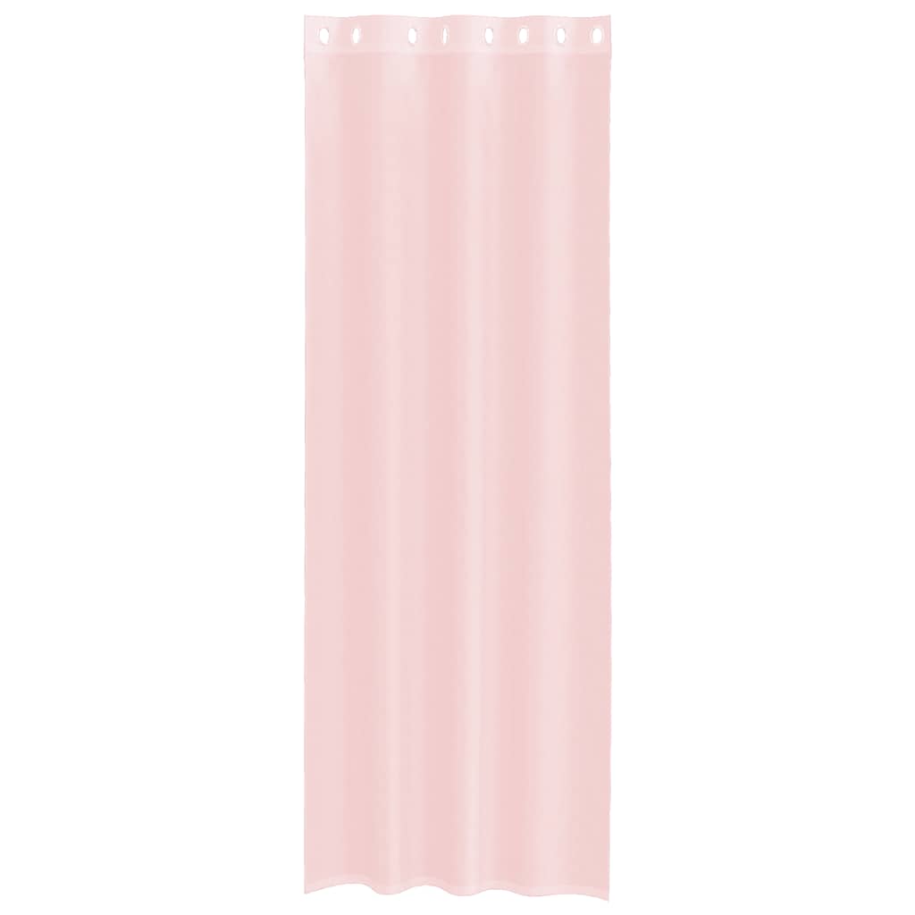 Voile zavjese s ušicama 2 kom svijetlo ružičaste 140x260 cm