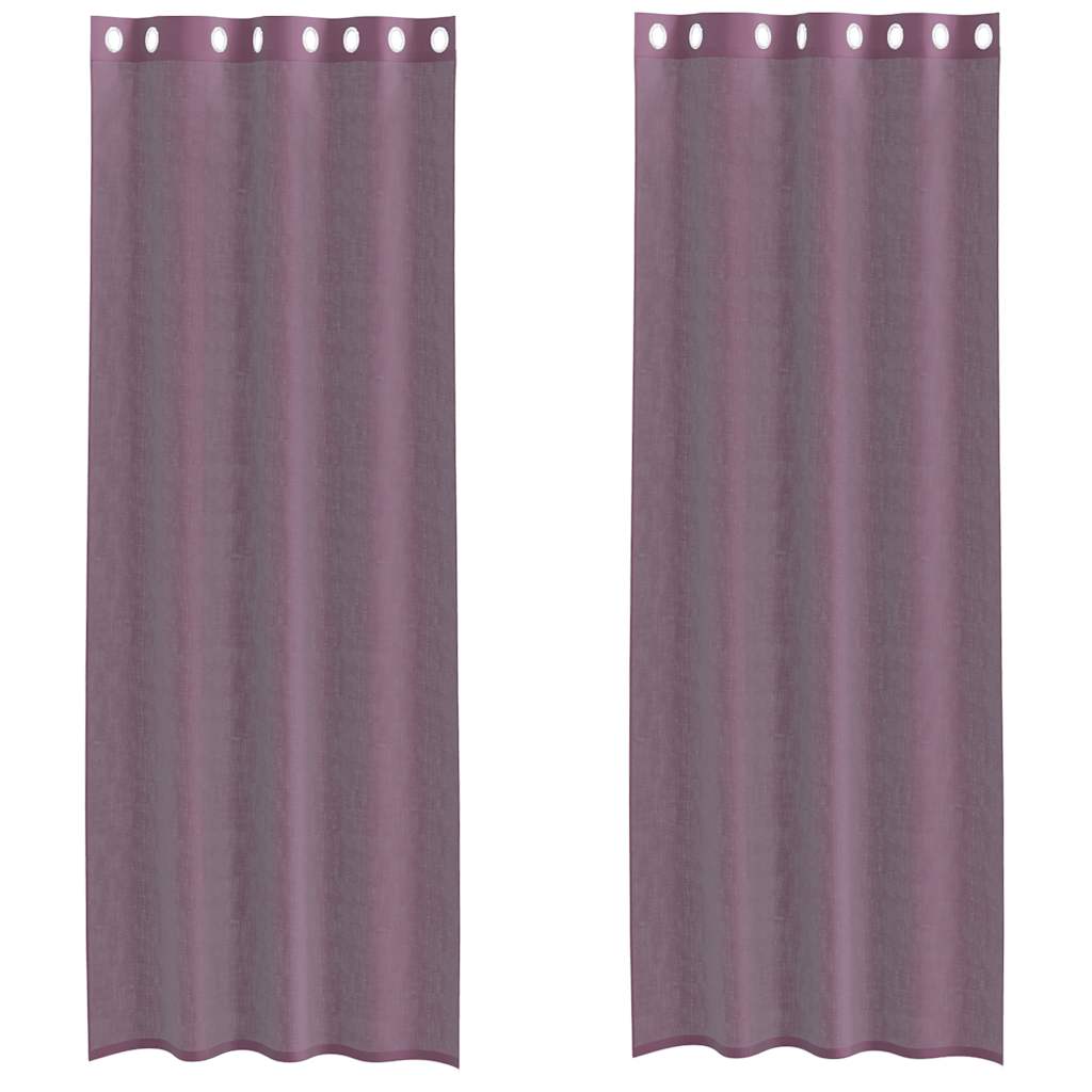 Voile zavjese s ušicama 2 kom ljubičaste 140x260 cm
