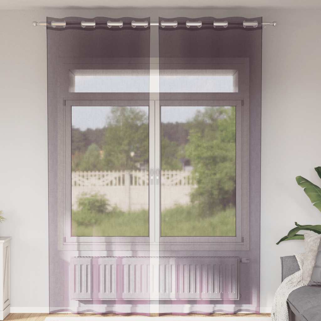 Voile zavjese s ušicama 2 kom ljubičaste 140x260 cm