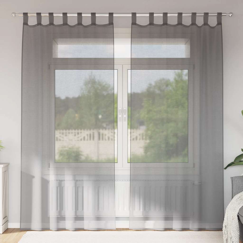 Voile zavjese s petljama 2 kom tamnosive 140x225 cm