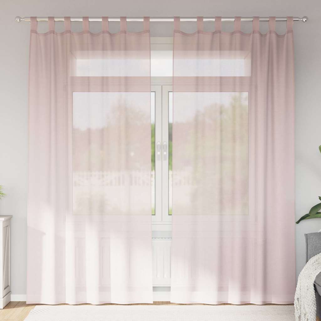Voile zavjese s petljama 2 kom svijetlo ružičaste 140x245 cm