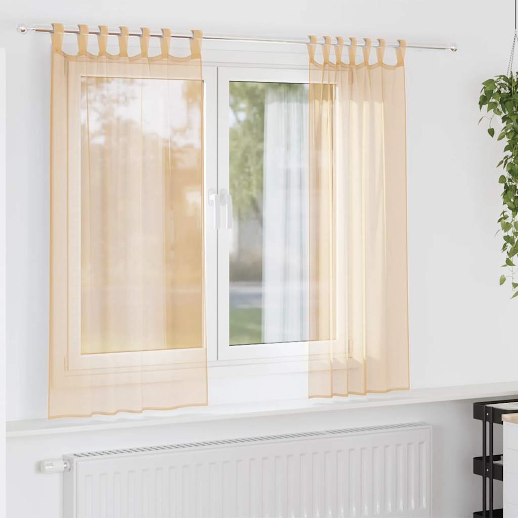 Voile zavjese s petljama 2 kom pijesak 140x140 cm