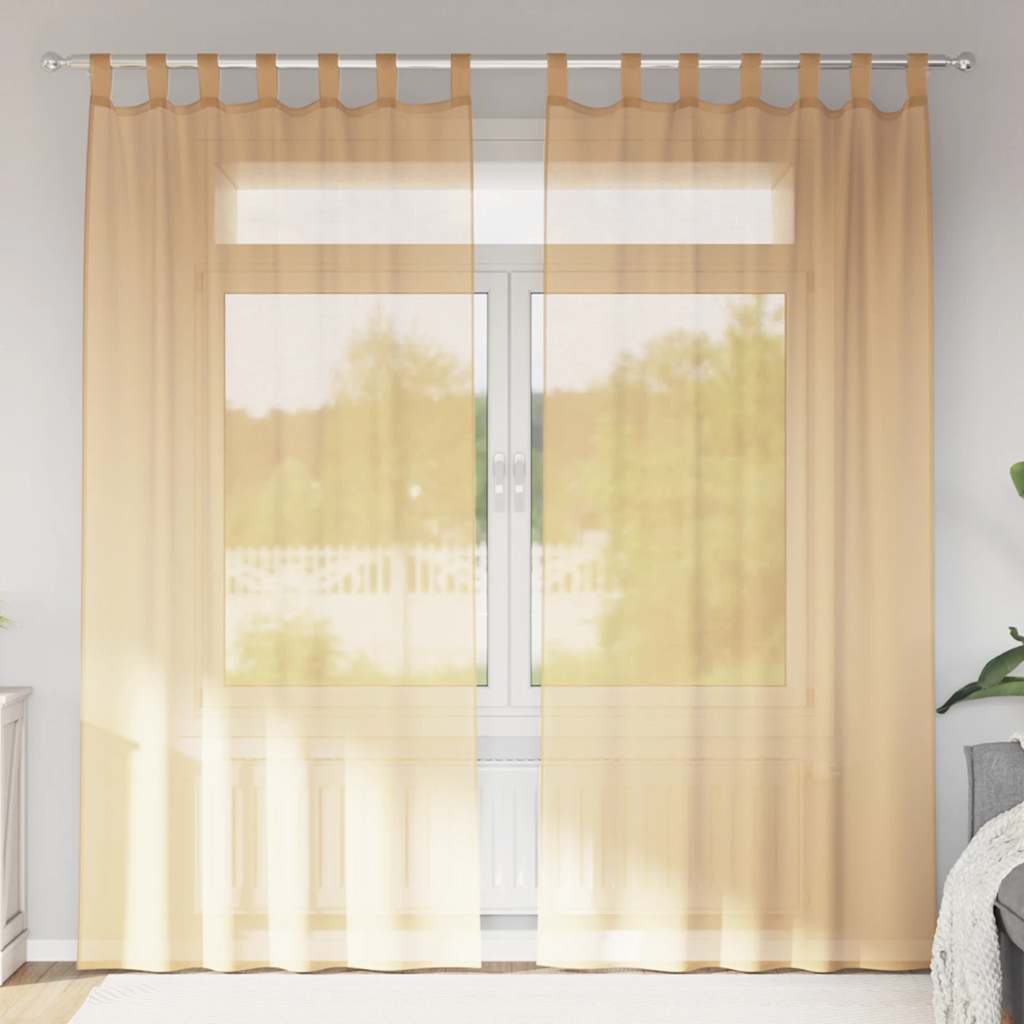 Voile zavjese s petljama 2 kom pijesak 140x245 cm