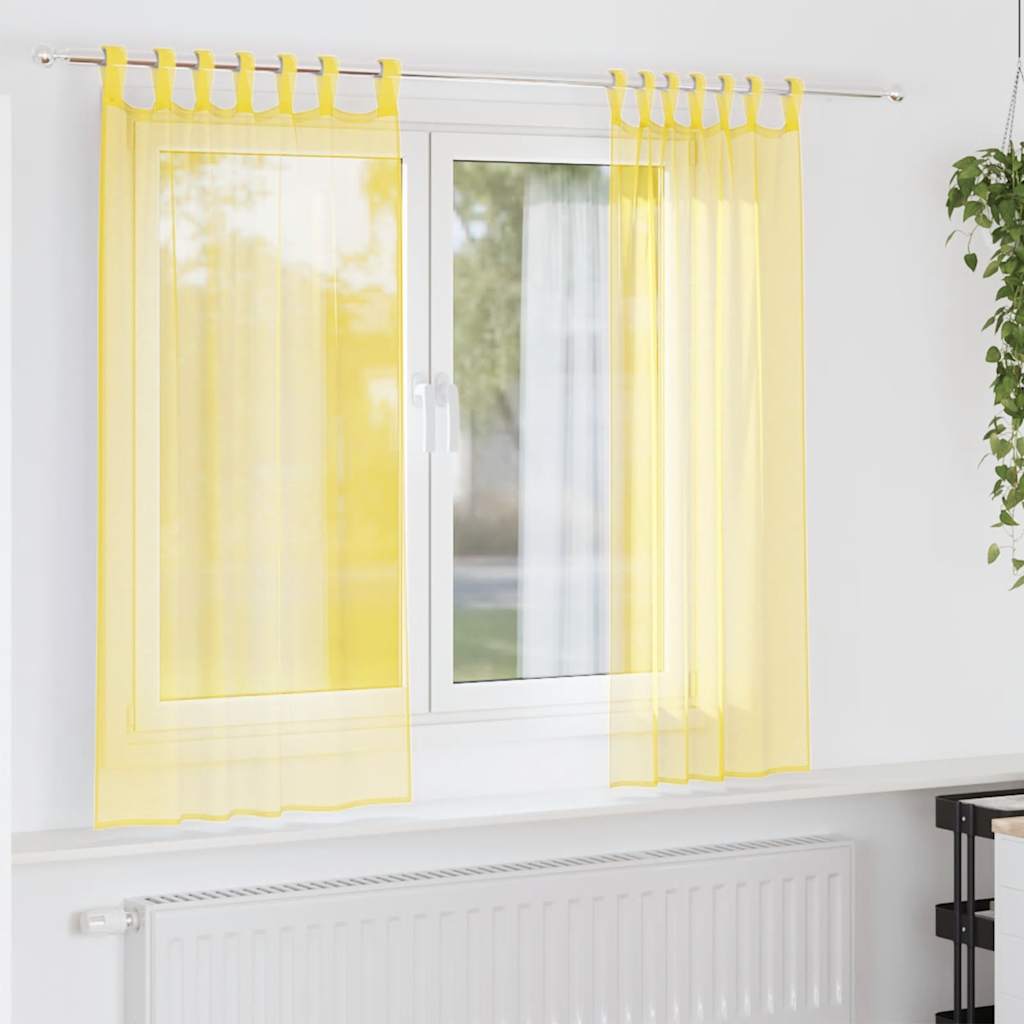 Voile zavjese s petljama 2 kom žute 140x140 cm