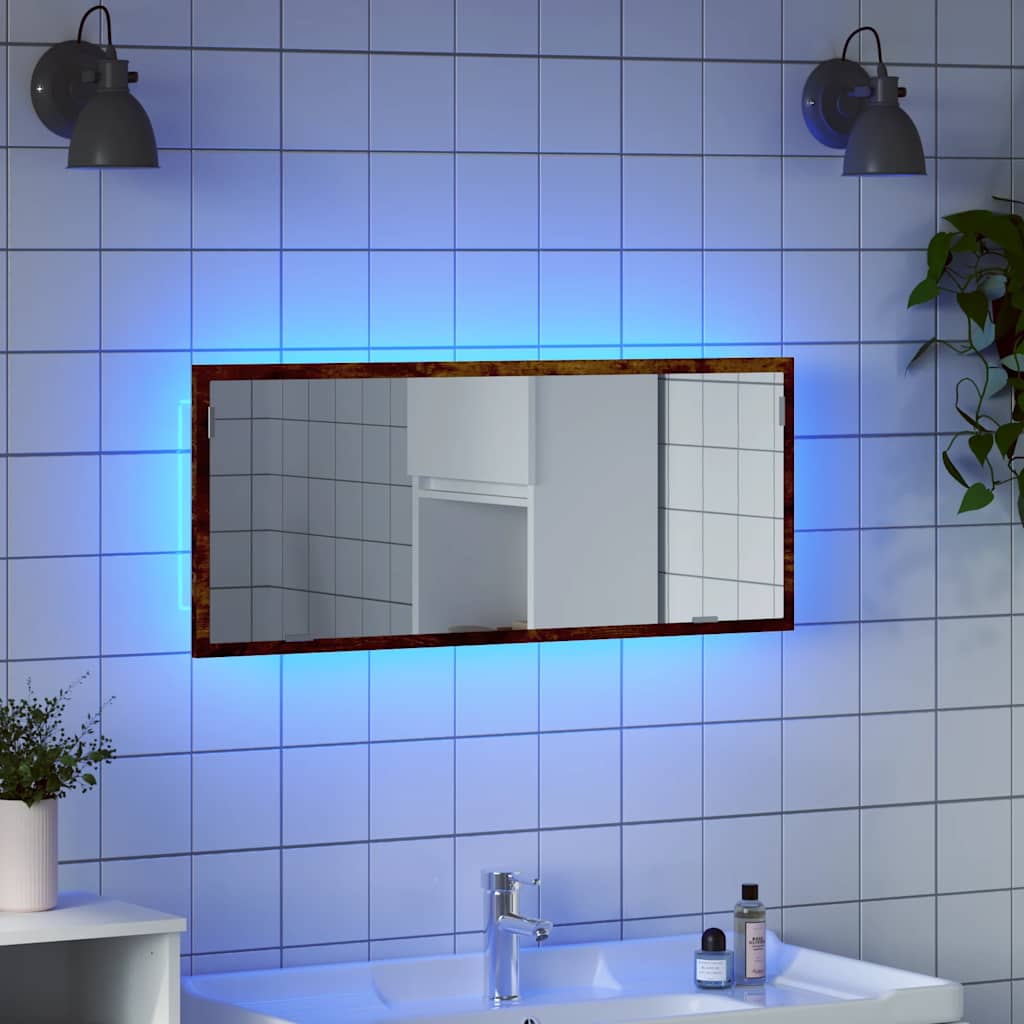 LED kupaonsko ogledalo dimljeni hrast 100x8,5x37 cm