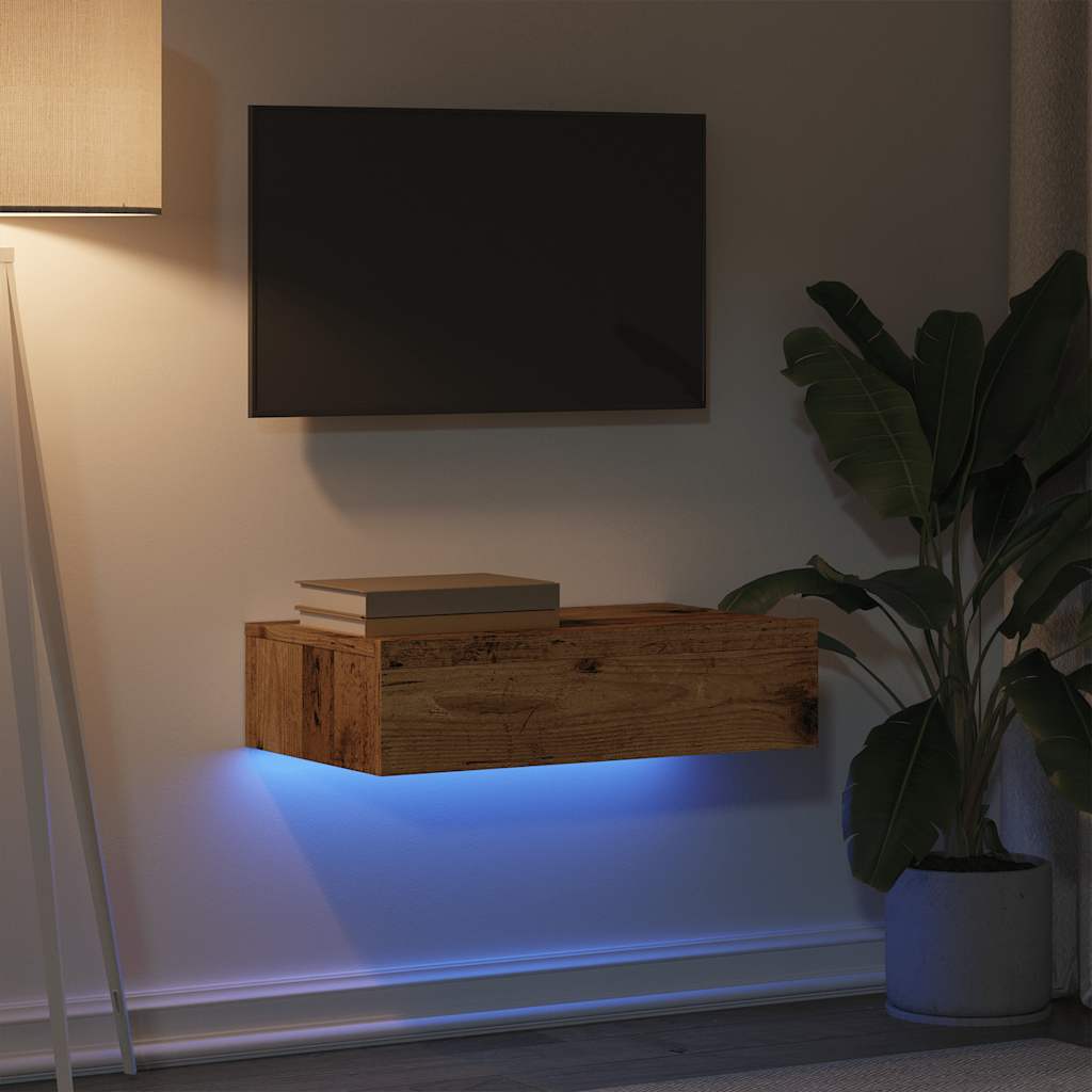 TV ormarić s LED svjetlima staro drvo 60x35x15,5 cm