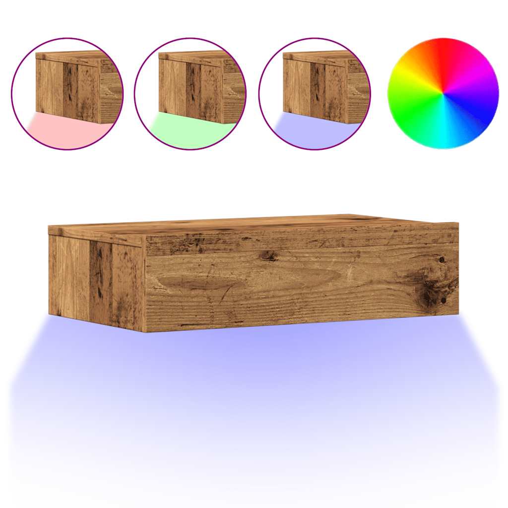 2-dijelni TV ormarić s LED svjetlima staro drvo 60x35x15,5 cm