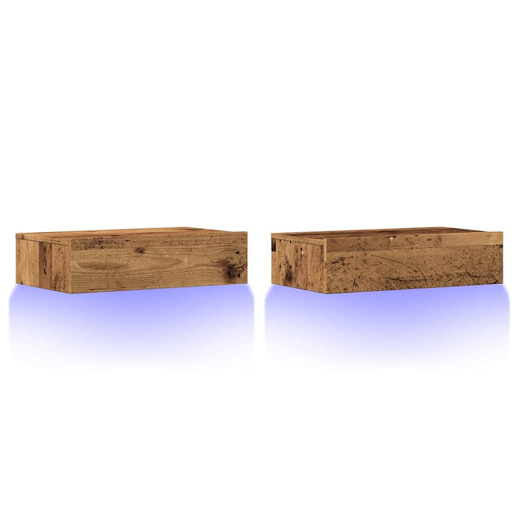 2-dijelni TV ormarić s LED svjetlima staro drvo 60x35x15,5 cm