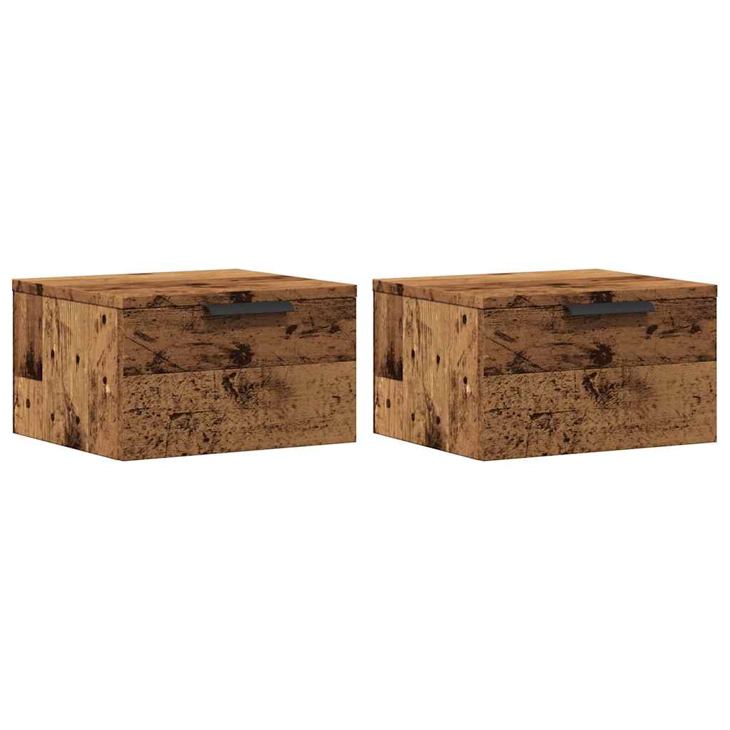 Zidni noćni ormarići 2 kom Staro drvo 34x30x20 cm