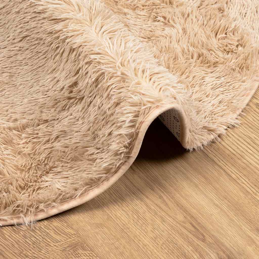 Čupavi tepih s visokim vlaknima NAVARRA bež 120x120cm poliester