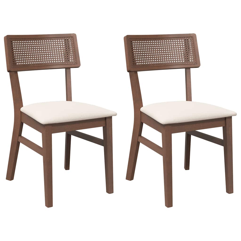 Blagovaonske stolice s jastucima 2 kom smeđe pune drvene gume