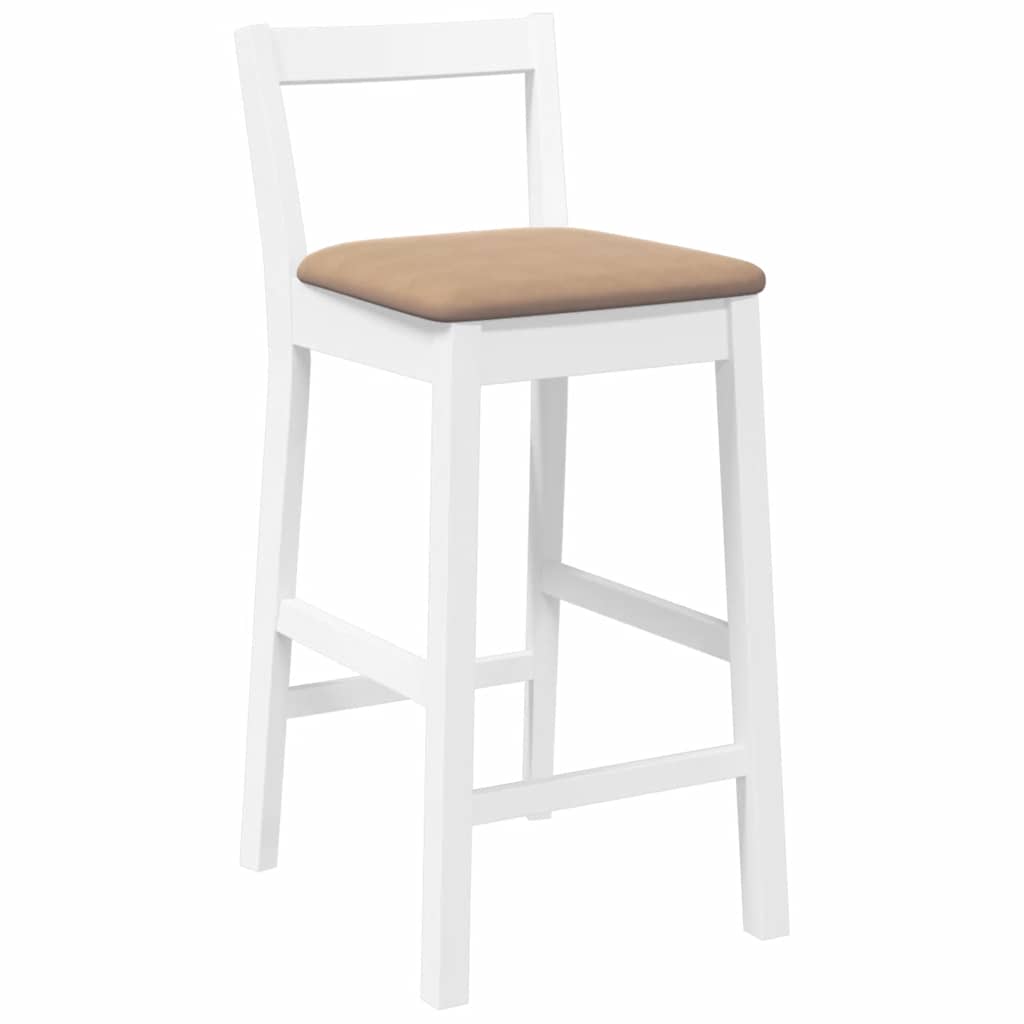 Barske stolice s jastucima 2 kom. Bijele, puno drvo, guma