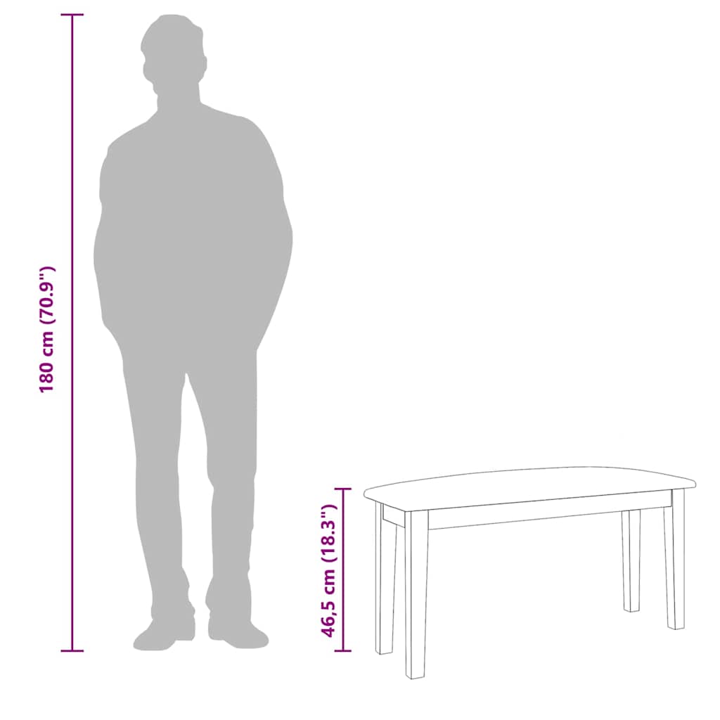 Klupa 90 cm bijela puna drvena guma