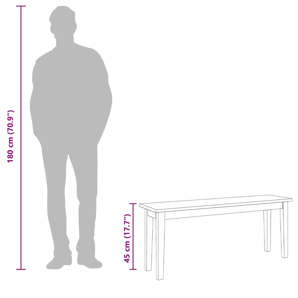 Klupa 110 cm bijela puna drvena guma